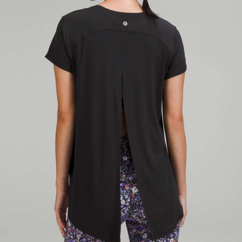 Lululemon Modal Open Up Tie Back T-Shirt In Black